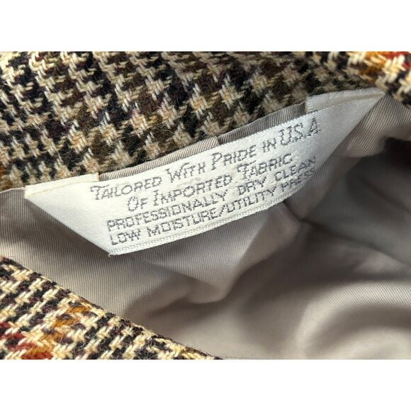 Lands End Houndstooth Plaid Wool Blazer Preppy Vintage Style Academia 41R - Picture 6 of 11